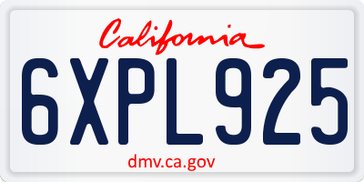 CA license plate 6XPL925