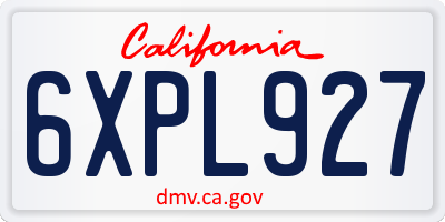 CA license plate 6XPL927