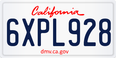CA license plate 6XPL928