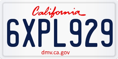 CA license plate 6XPL929