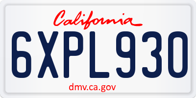 CA license plate 6XPL930