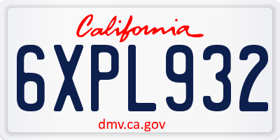 CA license plate 6XPL932