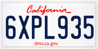 CA license plate 6XPL935