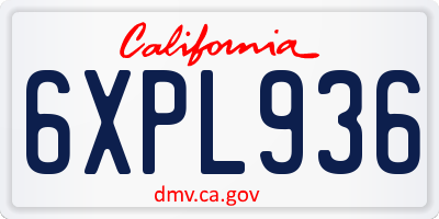 CA license plate 6XPL936