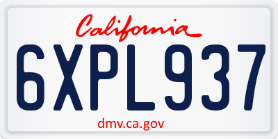 CA license plate 6XPL937
