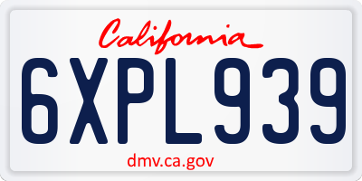 CA license plate 6XPL939