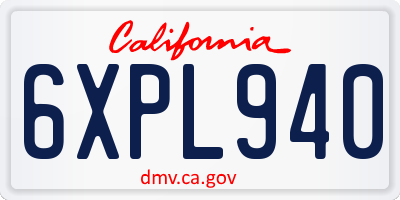 CA license plate 6XPL940