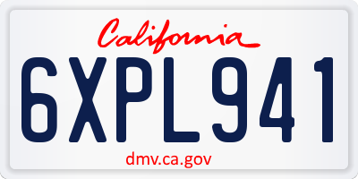 CA license plate 6XPL941