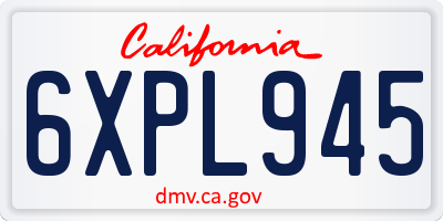 CA license plate 6XPL945
