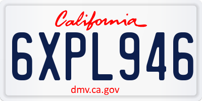 CA license plate 6XPL946