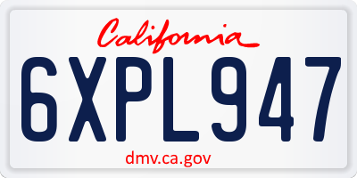 CA license plate 6XPL947