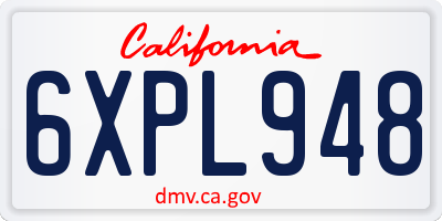 CA license plate 6XPL948