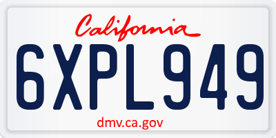 CA license plate 6XPL949