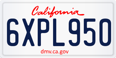 CA license plate 6XPL950