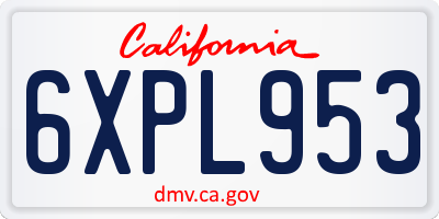 CA license plate 6XPL953