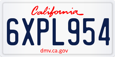 CA license plate 6XPL954