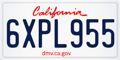 CA license plate 6XPL955
