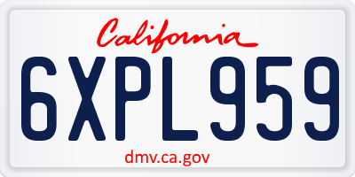 CA license plate 6XPL959