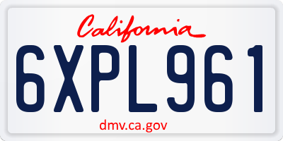 CA license plate 6XPL961