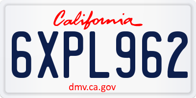 CA license plate 6XPL962