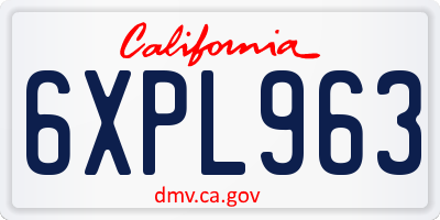 CA license plate 6XPL963