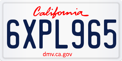 CA license plate 6XPL965