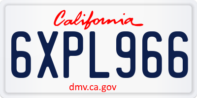 CA license plate 6XPL966