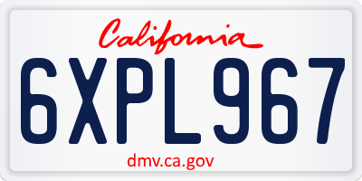 CA license plate 6XPL967