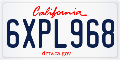 CA license plate 6XPL968