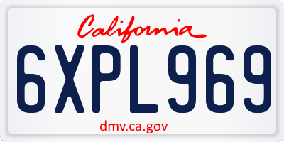 CA license plate 6XPL969