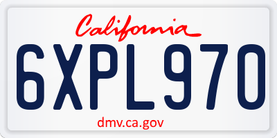 CA license plate 6XPL970