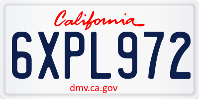 CA license plate 6XPL972