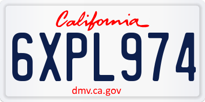 CA license plate 6XPL974
