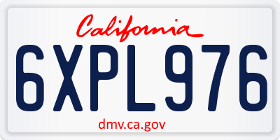 CA license plate 6XPL976