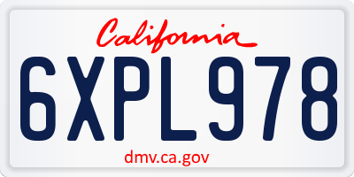 CA license plate 6XPL978