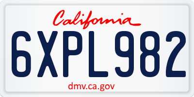 CA license plate 6XPL982