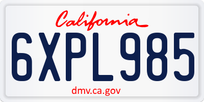 CA license plate 6XPL985