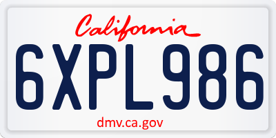 CA license plate 6XPL986