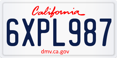 CA license plate 6XPL987
