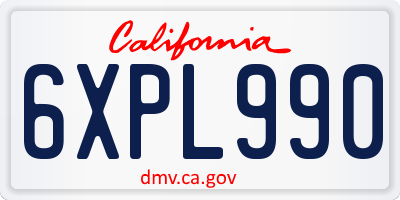 CA license plate 6XPL990