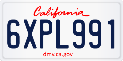 CA license plate 6XPL991