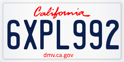 CA license plate 6XPL992