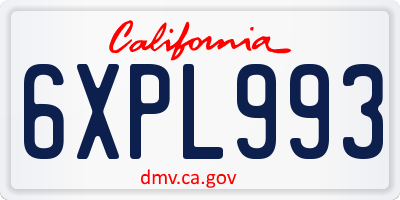 CA license plate 6XPL993