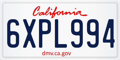 CA license plate 6XPL994
