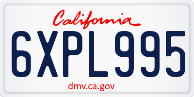 CA license plate 6XPL995