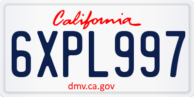 CA license plate 6XPL997