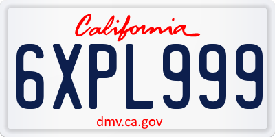 CA license plate 6XPL999