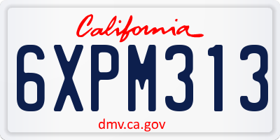 CA license plate 6XPM313