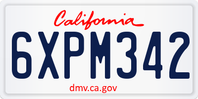 CA license plate 6XPM342
