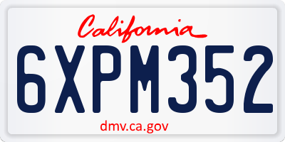 CA license plate 6XPM352